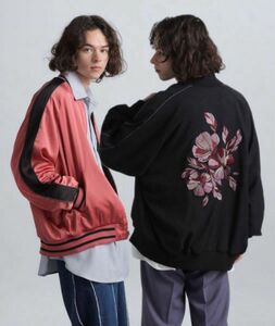 【希少】HAREリバーシブル刺繍スカジャン ブラック&ピンク フリーサイズ