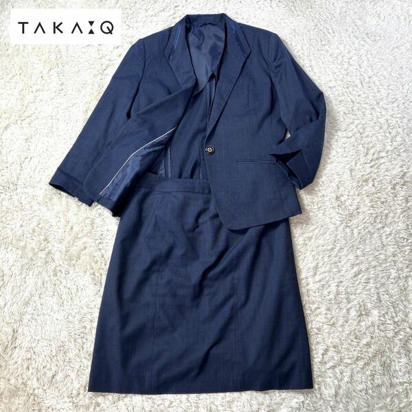 【美品】TAKA-Q レディースセットアップ スカート ネイビー L