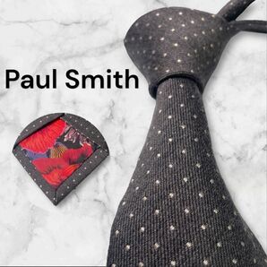 762.Paul Smith ネクタイ 肉厚　ドット グラデーション グレー ポールスミス ビジネス