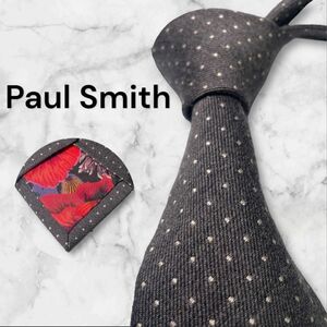 762.Paul Smith ネクタイ 肉厚　ドット グラデーション グレー ポールスミス ビジネス