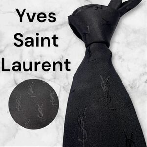 780 Yves Saint Laurent イブサンローラン　ネクタイ　YSL ロゴ　ブラック