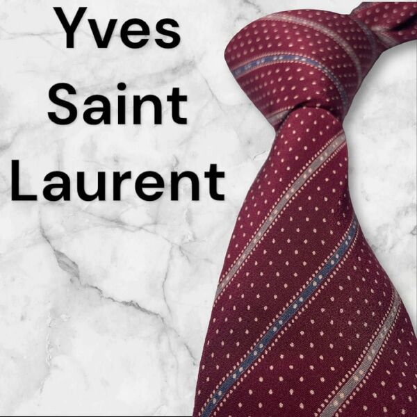 708美品　Yves Saint Laurent ネクタイ　ストライプ　ドット スーツ