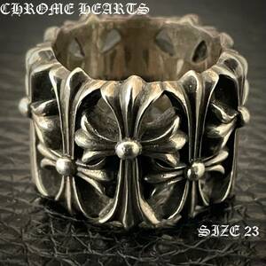 美品 CHROME HEARTS クロムハーツ CEMETERY CROSS RING セメタリークロス 23号 シルバー925 リング 指輪 メンズ 