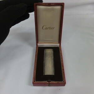 1 jpy *[ Cartier ] Cartier not yet arrived fire spark equipped oval lighter gas lighter B79915 PLARGENT C 30 MICRONS smoking . present condition goods 