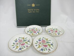 1円★未使用【MINTON】ミントン 小皿 4枚 花柄 セット ブランド食器　C