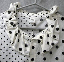 Y's Yohji Yamamoto PORKA DOTS OVERSIZED SHIRT BLOUSE 1 （ ヨウジヤマモト ワイズ 大きめ 綿素材 フリル襟 水玉 シャツ ブラウス 1_画像2