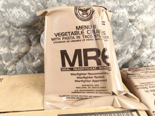 安心の箱だし！MREレーション MENU-11 2024年4月検品 米軍 ミリ飯 ミリメシ 戦闘糧食 非常食 備蓄 保存食 防災バッグ 車中泊 ハイキング