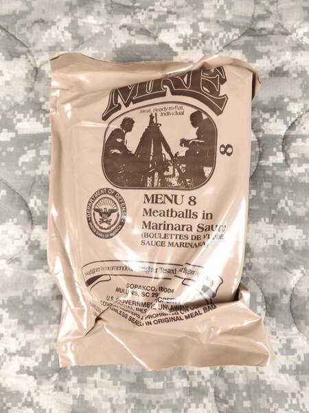 箱だし！MREレーション MENU-8 2024年4月検品 米軍 ミリ飯 ミリメシ 戦闘糧食 非常食 備蓄 保存食 防災バッグ 車中泊 山登り キャンプ