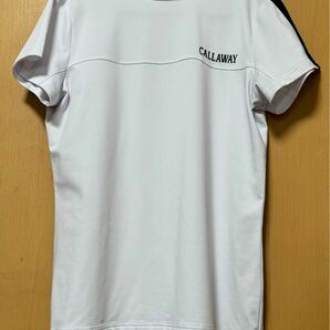 キャロウェイ　レディース 半袖 モックネックシャツ (ショルダーライン・ストレッチ性・UVカット) / ゴルフ　一度の着用　LL