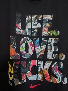 NIKE ナイキ LIFE LOVE KICKS スニーカーフォト プリントTシャツ 新品 未使用 Mサイズ ブラック 日本未発売 ライフ ラブ キックス