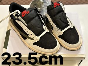 NIKE エアジョーダン1LOW トラヴィス スコット　セイル/ブラック/ミディアムオリーブ/ユニバーシティレッド23.5cm