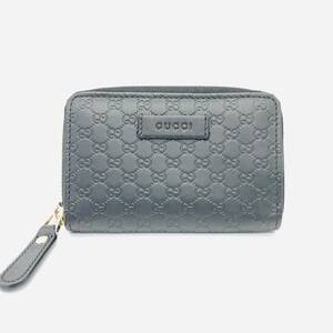 【新品同様】GUCCI グッチ マイクログッチ シマ ブラック 革 レザー コインケース 小銭入れ カードケース 名刺入れ 財布 544249 io-0013-sw