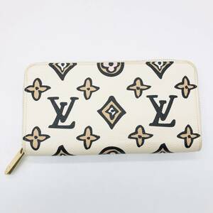 【美品】LOUIS VUITTON ルイヴィトン モノグラムキャンパス クレーム ワイルド アット ハート ジッピー 長財布 M80676 ot-0136-sw