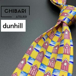【超美品】dunhill ダンヒル チェック柄 ネクタイ 3本以上送料無料 イエローブルー 0501067の画像1
