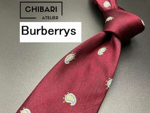 【超美品】Burberrys　バーバリー　ペイズリー柄　ネクタイ　3本以上送料無料　ワインレッド　0501131