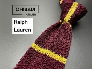 【超美品】Ralph Lauren　ラルフローレン　ボーダー柄　ネクタイ　3本以上送料無料　ワインレッド　0501009