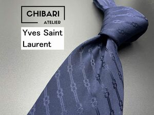 【超美品】YvesSaintLaurent　サンローラン　レジメンタル柄　ネクタイ　3本以上送料無料　ネイビー　0501038