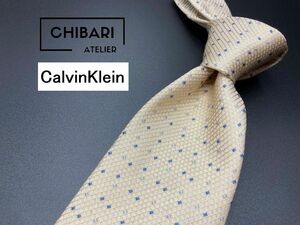 【超美品】CalvinKlein　カルバンクライン　ドット柄　ネクタイ　3本以上送料無料　ベージュ　0501103