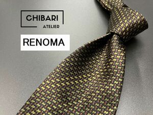 【超美品】RENOMA　レノマ　ドット柄　ネクタイ　3本以上送料無料　ブラウン　0502042