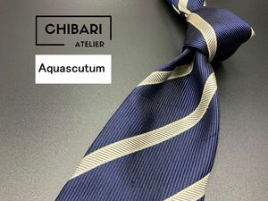 【超美品】Aquascutum　アクアスキュータム　レジメンタル柄　ネクタイ　3本以上送料無料　ネイビー　0502148