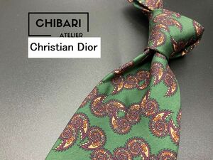 【超美品】ChristianDior　ディオール　ペイズリー柄　ネクタイ　3本以上送料無料　グリーン　0502203