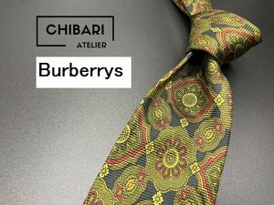 【超美品】Burberrys　バーバリー　花柄　ネクタイ　3本以上送料無料　ブラウンネイビー　0502122