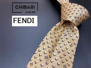 【美品】FENDI　フェンディ　FFロゴ＆ドット柄　ネクタイ　3本以上送料無料　ブラウン　0501056