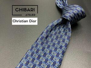 【美品】ChristianDior　ディオール　CDロゴ柄　ネクタイ　3本以上送料無料　ネイビー　0501083