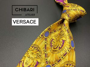 【美品】VERSACE　ヴェルサーチ　メデューサロゴ柄　ネクタイ　3本以上送料無料　イエローブルー　0502121