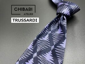 【超美品】TRUSSARDI　トラサルディ　チェック柄　ネクタイ　3本以上送料無料　ネイビー　0503040