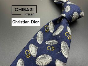 【超美品】ChristianDior　ディオール　全面CDロゴ柄　ネクタイ　3本以上送料無料　ネイビー　0503234