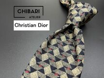 【超美品】ChristianDior　ディオール　ドット柄　ネクタイ　3本以上送料無料　ブラウンネイビー　0503190_画像1