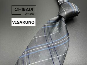【超美品】VISARUNO　ヴィサルノ　チェック柄　ネクタイ　3本以上送料無料　グレイ　0503052