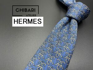 【美品】HERMES　エルメス　チェック柄　ネクタイ　3本以上送料無料　ブルー　0503055