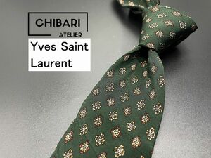 【美品】YvesSaintLaurent　サンローラン　ドット柄　ネクタイ　3本以上送料無料　グリーン　0504210