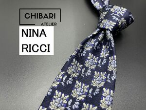 【超美品】NINA RICCI　ニナリッチ　花柄　ネクタイ　3本以上送料無料　ネイビー　0504209