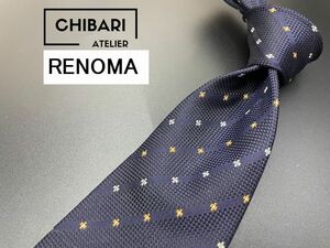 【超美品】RENOMA　レノマ　ドット柄　ネクタイ　3本以上送料無料　ネイビー　0504166
