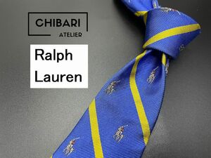 【超美品】Ralph Lauren　ラルフローレン　乗馬＆レジメンタル柄　ネクタイ　3本以上送料無料　ブルー　0504060
