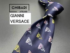 [ очень красивый товар ]VERSACE Versace все Logo рисунок галстук 3шт.@ и больше бесплатная доставка темно-синий 0504184