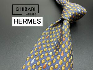 [ очень красивый товар ]HERMES Hermes яблоко рисунок галстук 3шт.@ и больше бесплатная доставка голубой серый 0504092