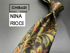 【新古品】NINA RICCI　ニナリッチ　ペイズリー柄　ネクタイ　3本以上送料無料　ブラックブラウン　0504040