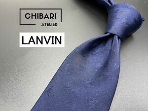 【超美品】LANVIN　ランバン　全面ロゴ柄　ネクタイ　3本以上送料無料　ネイビー　0504018