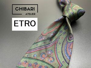 【美品】ETRO　エトロ　ペイズリー柄　ネクタイ　3本以上送料無料　グリーン　0504098