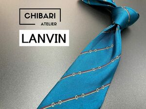 【美品】LANVIN　ランバン　レジメンタル柄　ネクタイ　3本以上送料無料　ブルー系　0505102