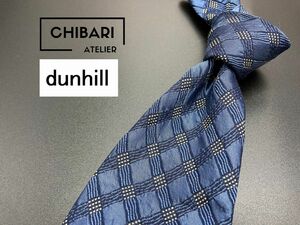 【超美品】dunhill　ダンヒル　チェック柄　ネクタイ　3本以上送料無料　ネイビー　0505240