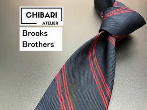 【美品】BrooksBrothers　ブルックスブラザーズ　レジメンタル柄　ネクタイ　3本以上送料無料　ネイビー　0505180