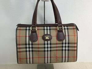 * прекрасный товар * BURBERRYS Burberry проверка Mini сумка "Boston bag" ручная сумочка парусина кожа бежевый noba проверка 