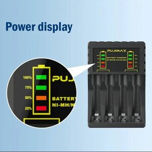 4本 AA/AAA 充電器 短絡保護 インテリジェント コンパクト充電器 単3 単4の充電地の充電器です。