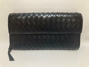 【6s032802】BOTTEGA VENETA ボッテガベネタ イントレチャート 長財布 ブラック レザー メンズ レディース ラウンドファスナー