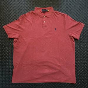 POLO RALPH LAUREN ポロ ラルフローレン 半袖 ポロシャツ スモールポニー メンズ ワンポイントロゴ 赤色 ピンク色 古着 XXLサイズ